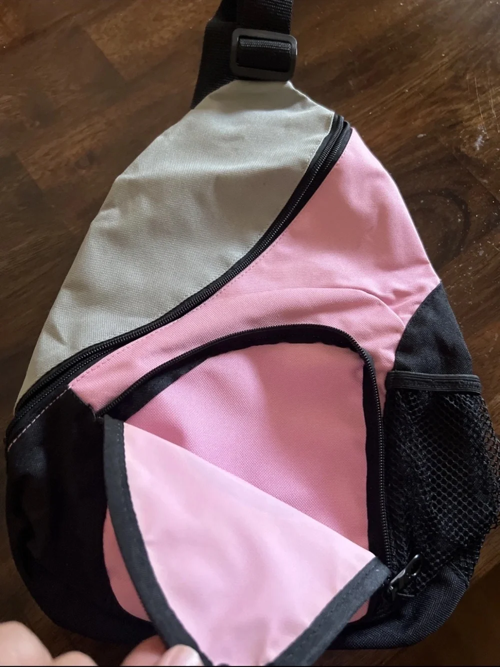 Target Pink and Black Sling Backpack with Bullseye Logo